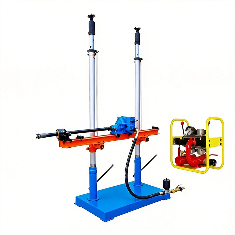 ZQJC Series Double-Column Drill - Mine Detection View ZQJC Series double-column pneumatic frame drill performing water and gas detection in underground coal mine roadway with control console operation - Yunyi Cang