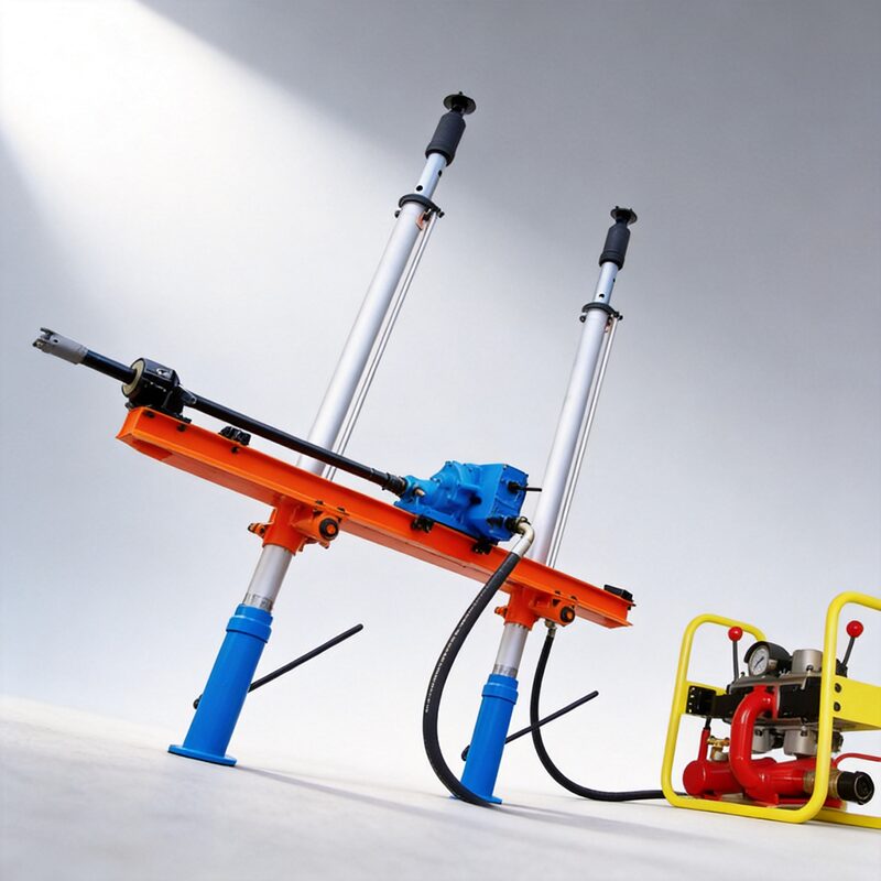 ZQJC Series Double-Column Drill - Rotation System View ZQJC Series double-column pneumatic drilling rig with 360° guide rail rotation and ±90° angle adjustment via rotary control valve - Yunyi Cang