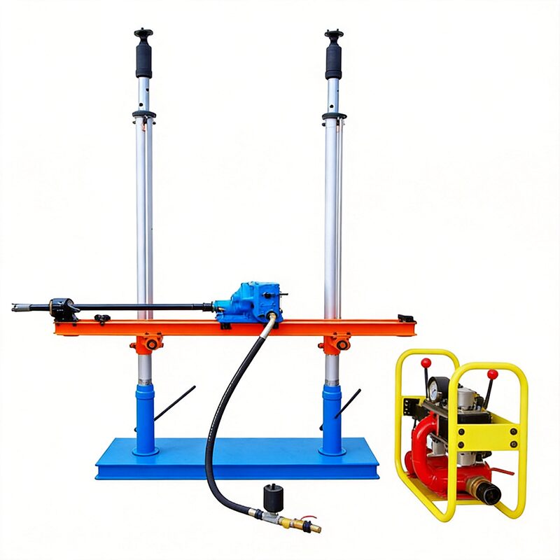 ZQJC Series Double-Column Drill - Stability System View ZQJC Series dual-prop pneumatic drilling rig with double-column support and diagonal bracing system for enhanced roadway stability - Yunyi Cang