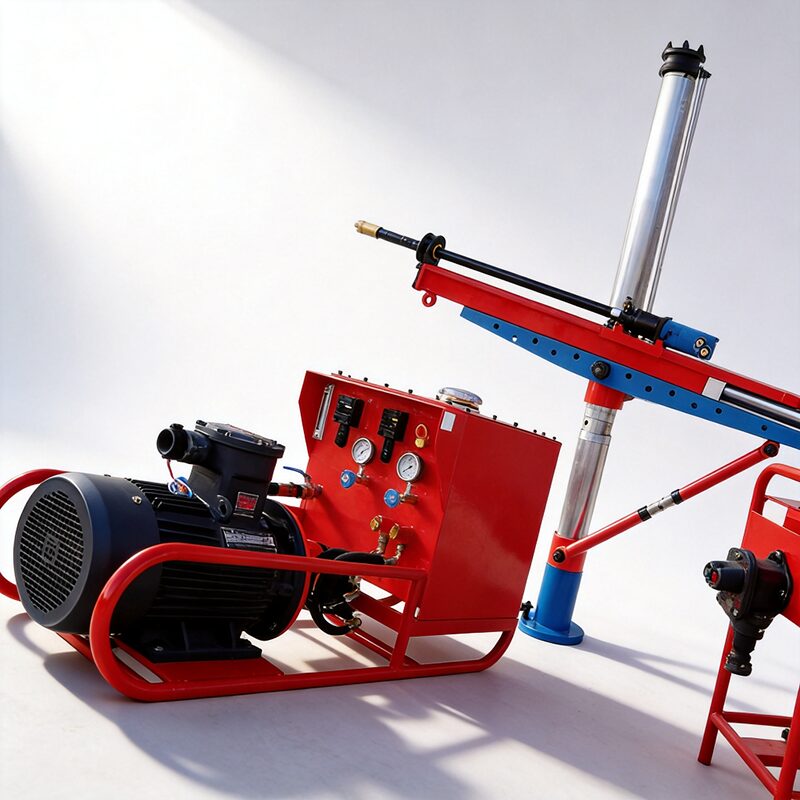 ZY Series rotary drill demonstrating 360° adjustment between guide rail and prop for ±90° drilling angle positioning - Yunyi Cang