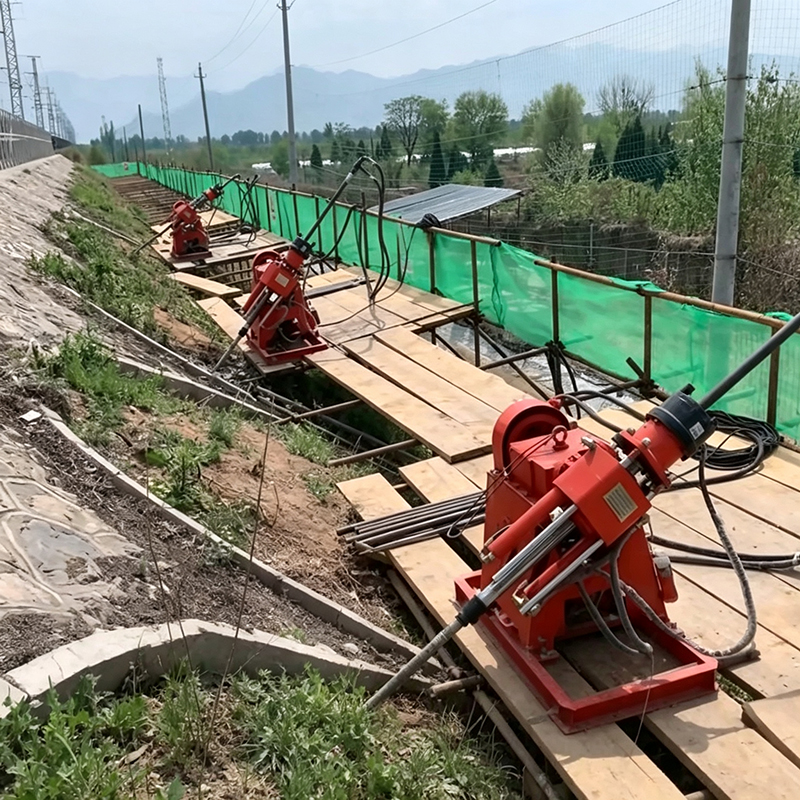 Compact integrated drilling and grouting machine with double-liquid cement water glass grouting system